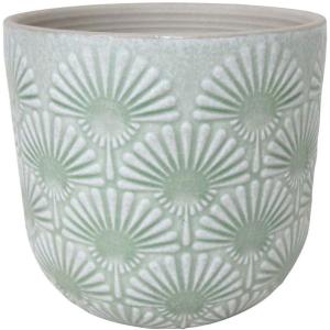Amazon Brand – Stone & Beam Large Fan-Embossed Planter, 7.5″H, Seafoam Green