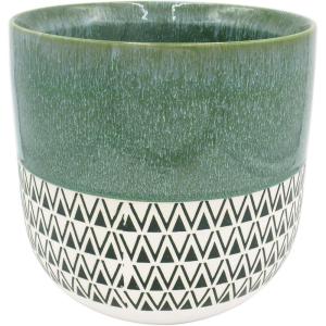 Amazon Brand – Stone & Beam Mid-Century Two-Toned Planter, 10.53″H, Teal Green