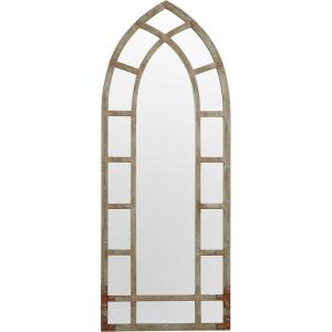 Amazon Brand – Stone & Beam Modern Arc Metal Frame Hanging Wall Mirror Decor, 46.25 Inch Height, Silver Finish