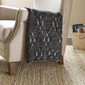 Amazon Brand – Stone & Beam Modern Heathered Cable-Knit Throw Blanket – 60 x 50 Inch, Black