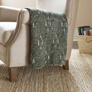 Amazon Brand – Stone & Beam Modern Heathered Cable-Knit Throw Blanket – 60 x 50 Inch, Dark Green
