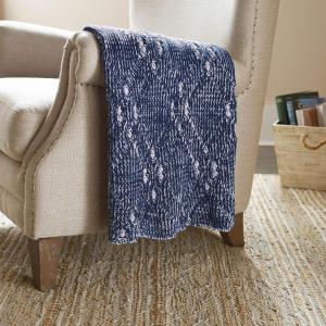 Amazon Brand – Stone & Beam Modern Heathered Cable-Knit Throw Blanket – 60 x 50 Inch, Navy