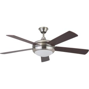 Amazon Brand – Stone & Beam Remote-Controlled 5-Blade Ceiling Fan with Light, 52″ Diameter, Brushed Nickel