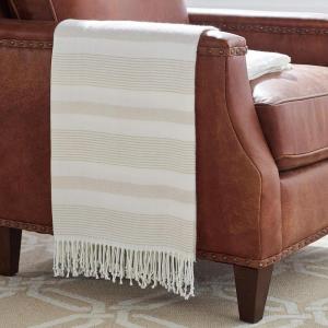 Amazon Brand – Stone & Beam Striped Throw Blanket, Soft and Easy Care, 80″ x 60″, Fringed, Natural