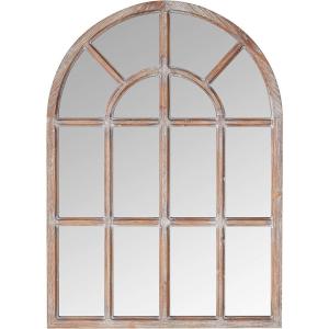 Amazon Brand – Stone & Beam Vintage Farmhouse Wooden Arched Mantel Mirror, 36.25″H, Dark Stain