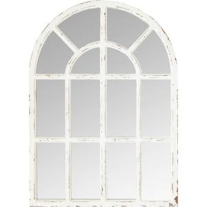 Amazon Brand – Stone & Beam Vintage Farmhouse Wooden Arched Mantel Mirror, 36.25″H, Whitewash