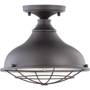 Amazon Brand – Stone & Beam Vintage Indoor Outdoor Flush Mount Ceiling Chandelier Fixture with Light Bulb – 10.6 x 10.6 x 9.24 Inches, Antique Bronze