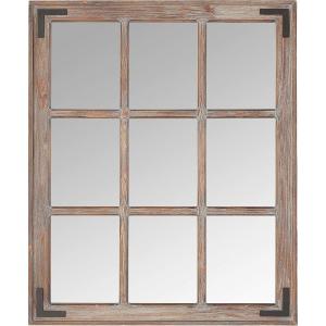 Amazon Brand – Stone & Beam Vintage Wooden 9-Grid Wall Mirror, 34.75″H, Dark Stain