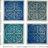 Amazon Brand – Stone & Beam Medallion Square Stoneware 4-Coaster Set, 4″ x 4″, Blue Multicolor
