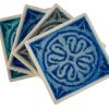 Amazon Brand – Stone & Beam Medallion Square Stoneware 4-Coaster Set, 4″ x 4″, Blue Multicolor