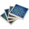 Amazon Brand – Stone & Beam Medallion Square Stoneware 4-Coaster Set, 4″ x 4″, Blue Multicolor
