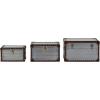 Amazon Brand – Stone & Beam Mid-Century Modern Storage Trunk with Leather Nailhead Trim – Set of 3, Silver