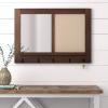 Amazon Brand – Stone & Beam Modern Wood Mirror with Message Board, 30″H, Walnut And Black