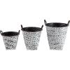 Amazon Brand – Stone & Beam Rustic Farmhouse Decorative Metal Storage Bins – Set of 3, Black with Antique White Finish