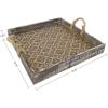Amazon Brand – Stone & Beam Rustic Farmhouse Wood Serving Square Tray With Patterned Rattan and Rope Handles, Brown and Black, 15.75 x 15.75 x 4.75 in