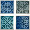 Amazon Brand – Stone & Beam Medallion Square Stoneware 4-Coaster Set, 4″ x 4″, Blue Multicolor