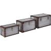Amazon Brand – Stone & Beam Mid-Century Modern Storage Trunk with Leather Nailhead Trim – Set of 3, Silver