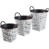 Amazon Brand – Stone & Beam Rustic Farmhouse Decorative Metal Storage Bins – Set of 3, Black with Antique White Finish