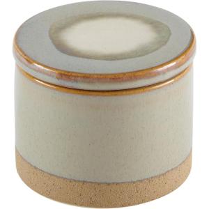 Amazon Brand – Stone & Beam Stoneware Round Decorative Jewelry Box – 3.75 x 4.75 Inches, Sage, Small, Brown and Green